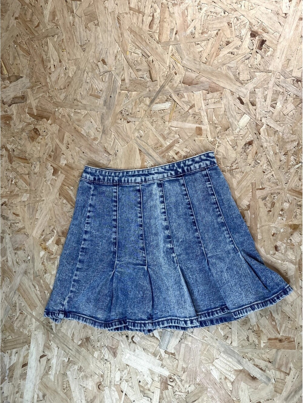 No Boundaries Pleated Denim Mini Skirt Womens Size 5 Blue Acid Wash Skort